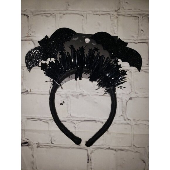 New Halloween Black Glitter Bat  Headband - Picture 1 of 1